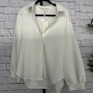 Commense Cable Knit Textured Cotton Top - NWT